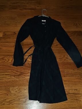 Untuckit Dark Plaid Long Sleeve  Dress - Black & Deep Green